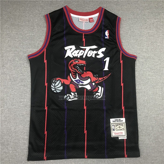 Camiseta Toronto Raptors Tracy Mcgrady NO 1 Mitchell & Ness 1998-99 Negro2